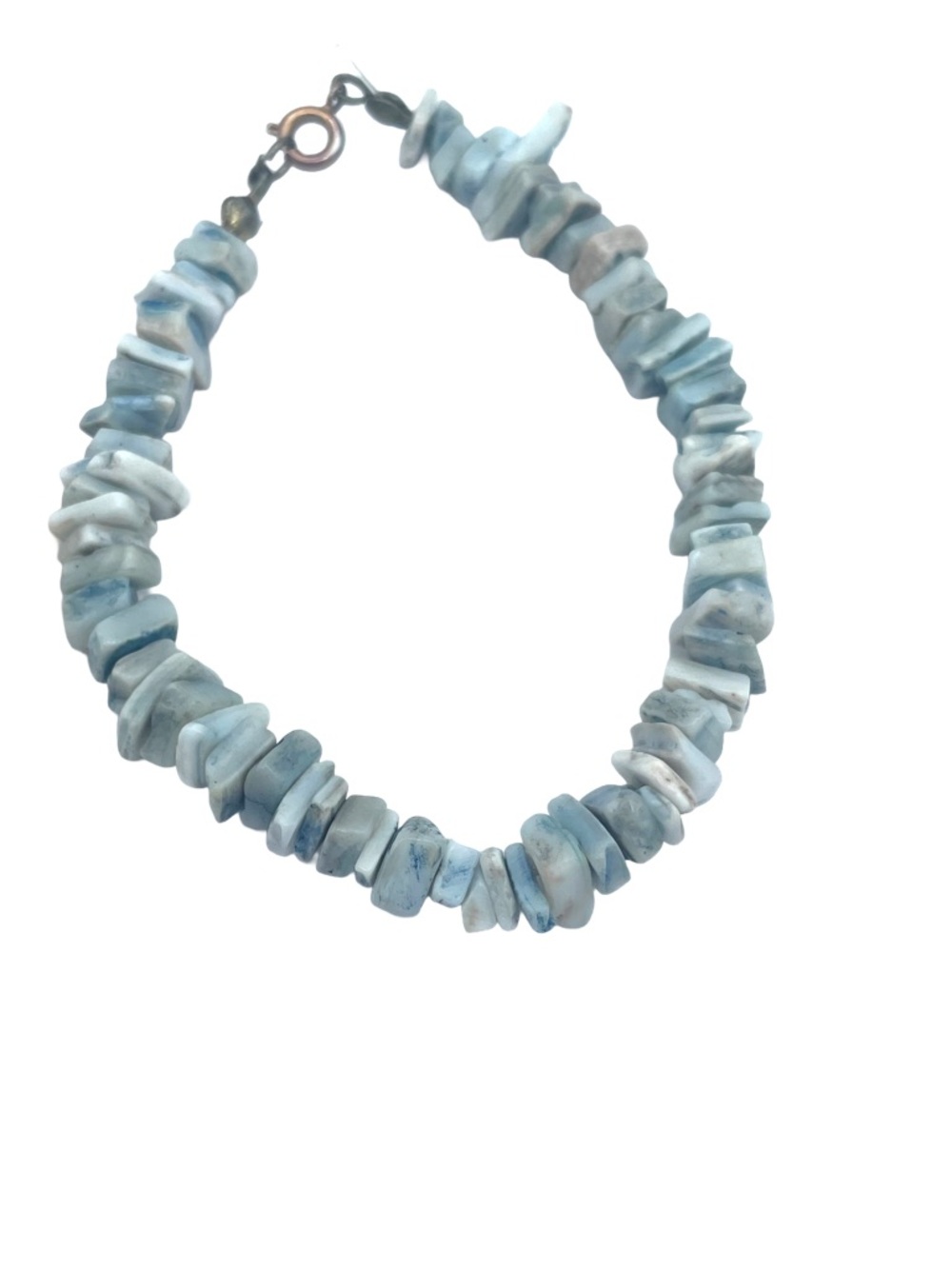 Blue & White Natural Stone Chip Bracelet - Coastal Boho Jewelry